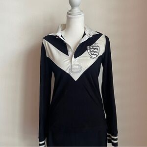 Ralph Lauren Rugby Polo Shirt Long Sleeve Black White Crest Preppy Women’s M